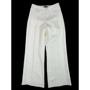 Lafayette 148 Linen Wide Leg Pants Size 2 Carmine White Classic Lagenlook Preppy